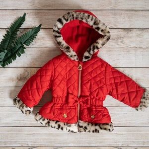 Baby winter coat. Color: Red, size: 12 months.